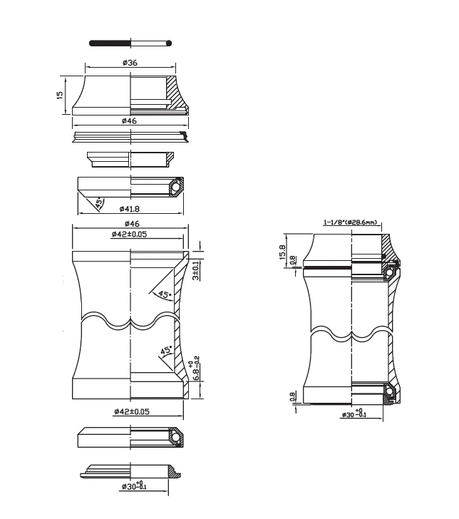 Force Styrfittings Ahead 1 1/8" 41.8 Mm I Top Og Bund Sort 2 Force Styrfittings Ahead 1 1/8" 41.8 Mm I Top Og Bund Sort - Billede 2