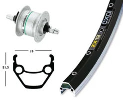 Shimano Forhjul ZX19 700C Dynamo DH3N20 Sort