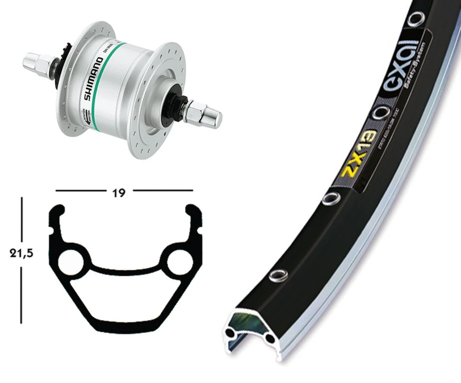 Shimano Forhjul ZX19 700C Dynamo DH3N20 Sort 1 Shimano Forhjul ZX19 700C Dynamo DH3N20 Sort