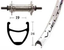 Komplet 700c Forhjul M. Sølv Fælg Og Nav