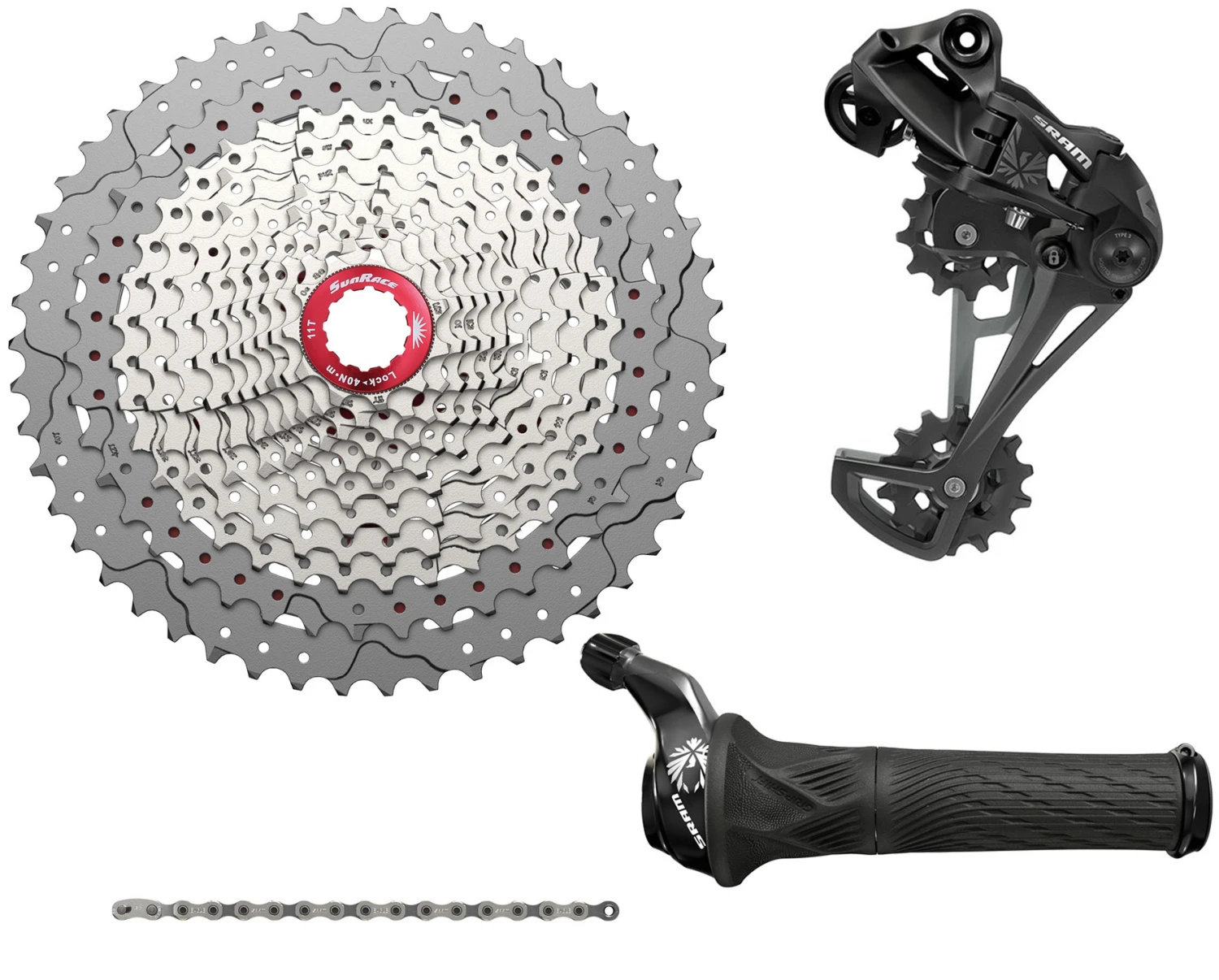 SRAM/Sunrace 12-Speed Gruppe Til Alm. Body 11-50T Drejegreb 1 SRAM/Sunrace 12-Speed Gruppe Til Alm. Body 11-50T Drejegreb