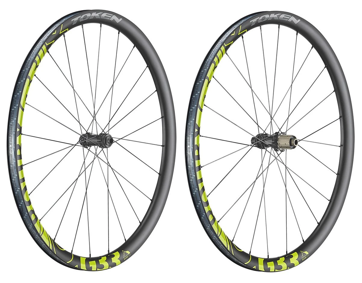 Token G33 Carbon Hjulsæt Til Gravel Og Cross Sort/Gul 1 Token G33 Carbon Hjulsæt Til Gravel Og Cross Sort/Gul